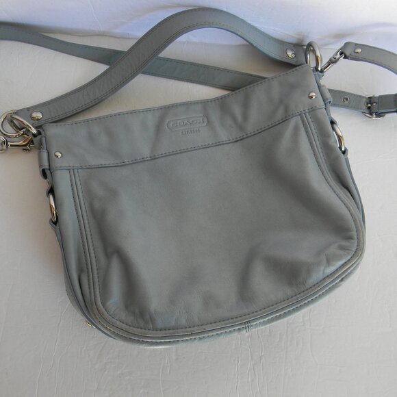 Coach Handbags - COACH  F14707 Zoe Leather Convertible Shoulder Crossbody LIGHT Blue/GRAY MEDIUM